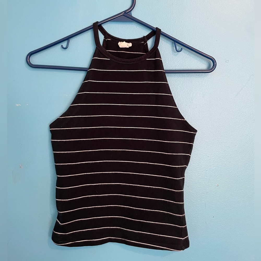 Garage Black and White Fitted Tank Top
